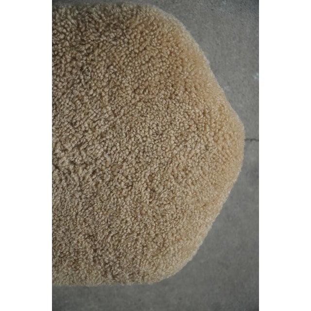 Danish Modern Hexagon Ottoman in Lambswool Upholstery, 1950s For Sale - Image 6 of 8
