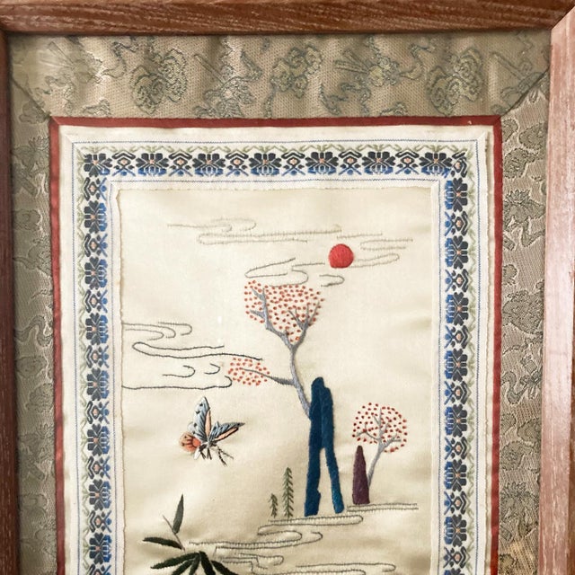 Antique Late 19th Century Silk Embroidered Panel For Sale - Image 4 of 11