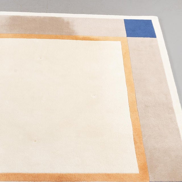 Swedish designer Ingrid Dessay Tufted Wool Rug "All Blues", designed for Kinnasand, 237x233 cm.