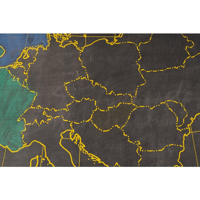 Black Mid 20th Century Nystrom Royal Series Pull Down Classroom Map of Europe For Sale - Image 8 of 9