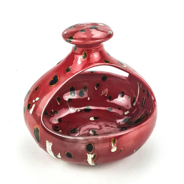 Artisan Ceramic Salt Cellar Drip Glazed For Sale - Image 4 of 8