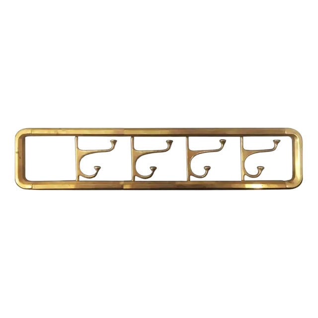 Art Deco Folding Rack with Four Bronze Hooks, 1930s For Sale
