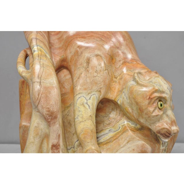 Vintage Seymour Shuren Modern Pink Carved Marble Abstract Panther Cat Sculpture For Sale In Philadelphia - Image 6 of 18