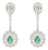 14k White Gold Cluster Diamond Emerald Floral Earrings- A Pair For Sale
