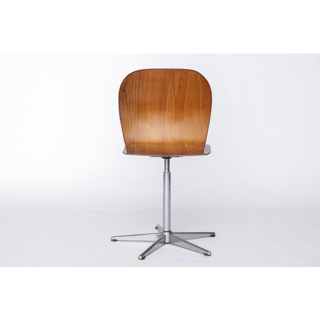 Wood Vintage Pagholz Swivel Chair by Neuwieder Schulmöbel, 1960s For Sale - Image 7 of 11