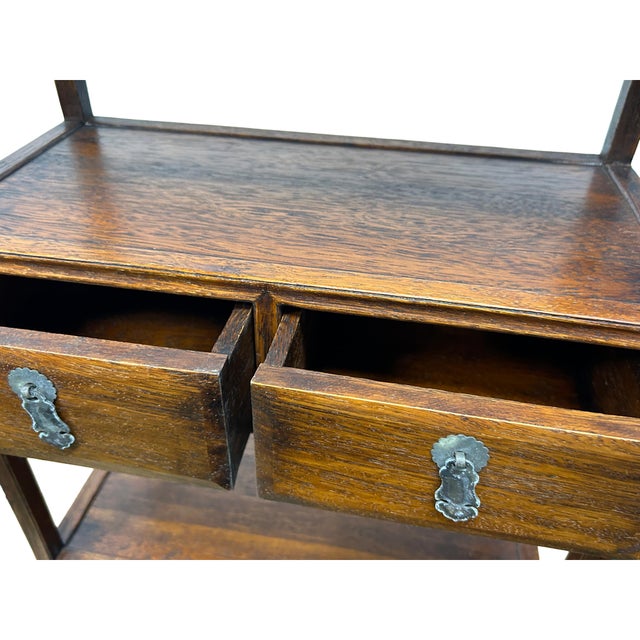 Chinese Brown Stain Wood Rectangular Small Curio Display Stand For Sale In San Francisco - Image 6 of 9