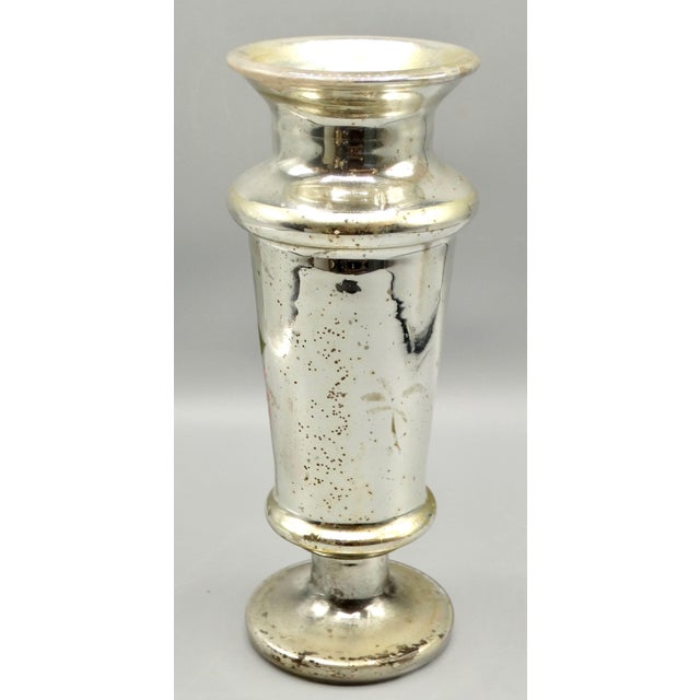 American 19th-Century Mercury Glass Vase Hand Painted For Sale - Image 3 of 9