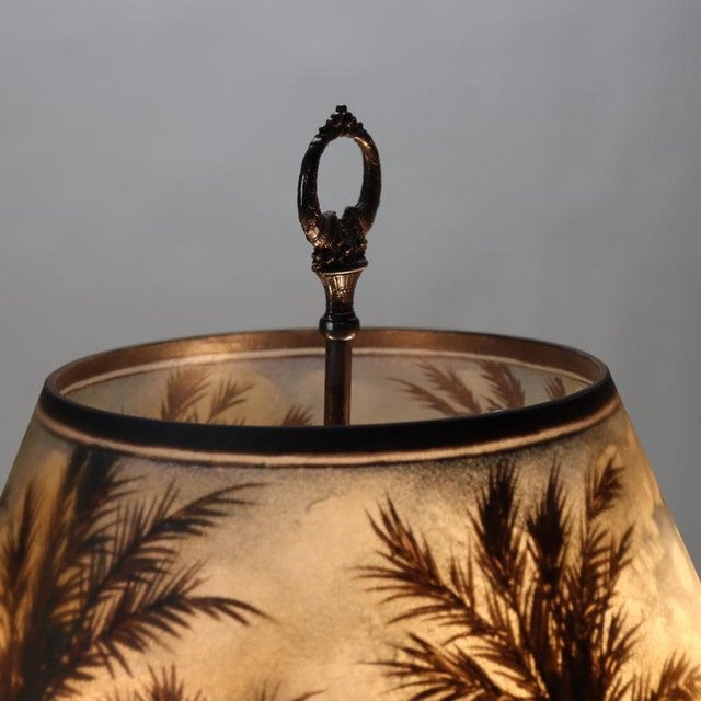 Pairpoint Glassworks Rare Antique Pairpoint Arts & Crafts Reverse Painted Moonlit Bay Landscape Lamp For Sale - Image 4 of 9