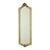 A narrow, classic French mirror made of gold-colored resin (cast resin); a vintage mirror with a crest, fully in the...