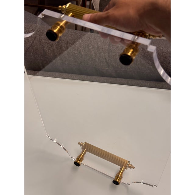 Reprotique Georgian Style Acrylic Tray + Reeded Brass Handles For Sale In San Francisco - Image 6 of 12