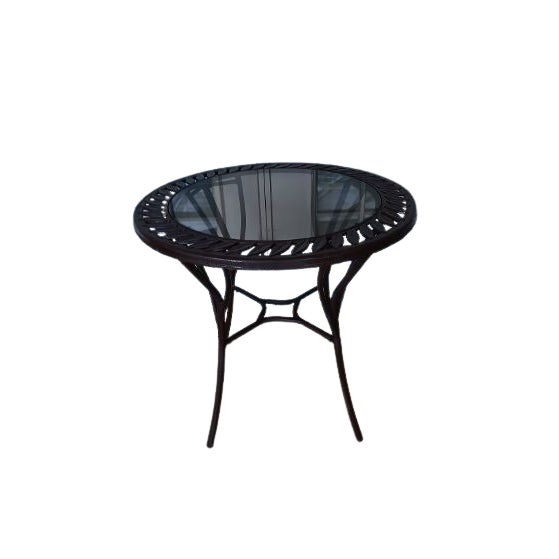 1970s Brown Copper Metal Round Patio Garden Table with Glass Top For Sale In Naples, FL - Image 6 of 6