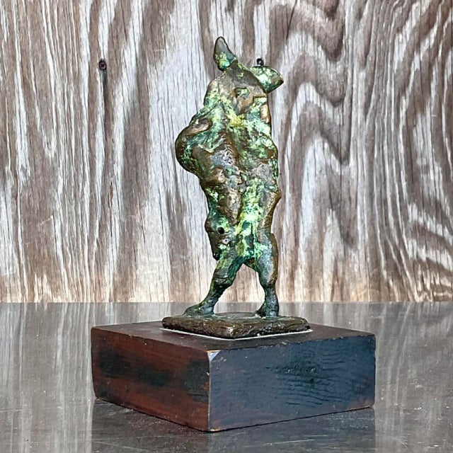 Vintage Boho Abstract Bronze Sculpture For Sale - Image 4 of 9