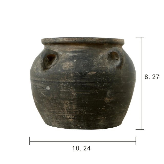 Ceramic Early 20th Century Vintage Gray Ceramic 8" Water Vase With Four Handles For Sale - Image 7 of 7