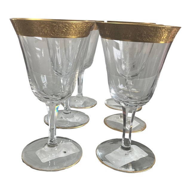 Early 20th Century Tiffin Franciscan “Minton” Optic Water Goblets - Set of 6 For Sale