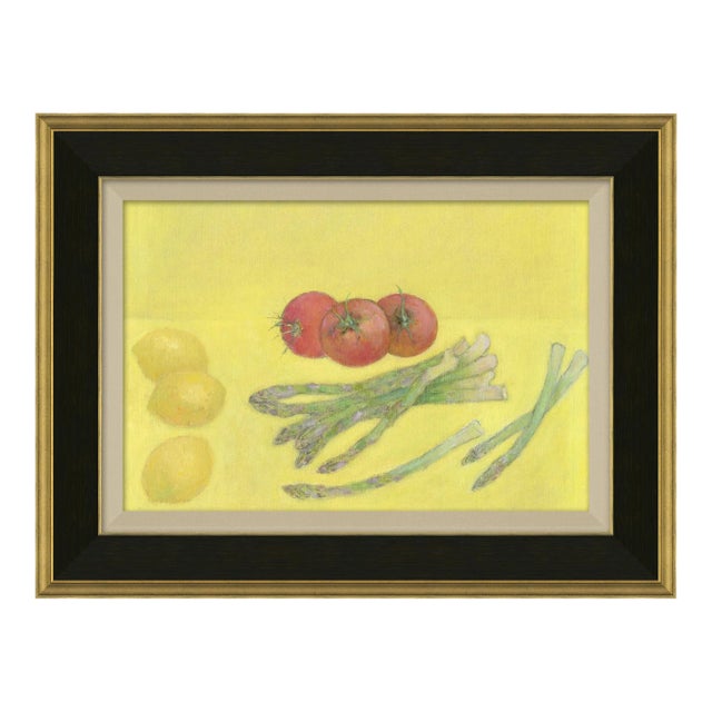 "Three Lemons, Asparagus and Three Tomatoes" Original Oil Painting by John Alexander Steele For Sale