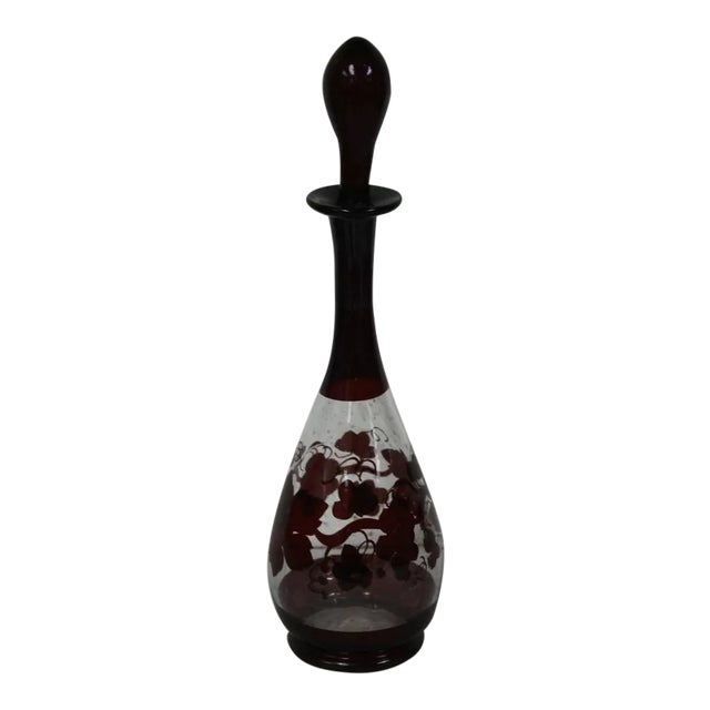 Vintage Handblown Glass Decanter For Sale