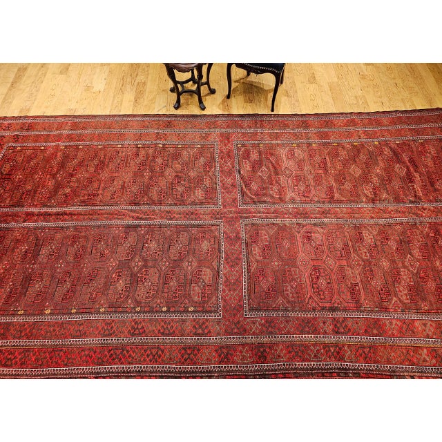 Vintage Turkmen Tekke Gallery Rug in Allover Pattern in Red, Brown, Gray, For Sale In Chicago - Image 6 of 14