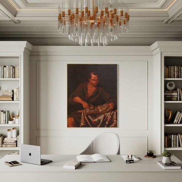 Italian Artist, Philosopher in His Study, 1670, Oil on Canvas For Sale - Image 3 of 16