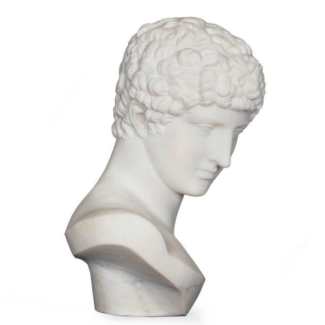 Grand Tour 19th Century Marble Bust of Antinous as Hermes by Filli Pugi For Sale - Image 4 of 12