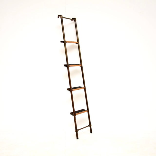 Antique Victorian Brass Library Steps Ladder, 1890s For Sale - Image 3 of 11