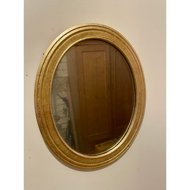 Mid 20th Century Pair of Vintage Gilt Oval Mirrors For Sale - Image 5 of 11