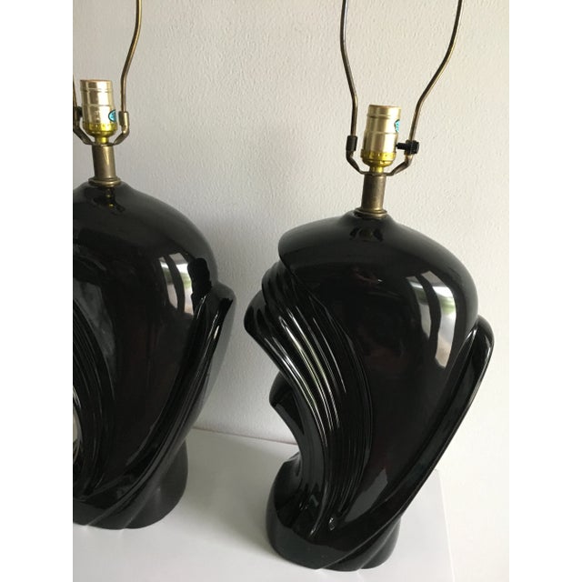 1980s Vintage Ceramic Wave Lamps - a Pair For Sale - Image 12 of 13