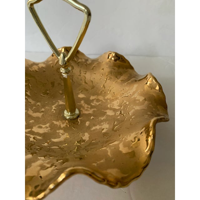 Ruffled Edge Gold Ceramic Candy Dish For Sale In New York - Image 6 of 12