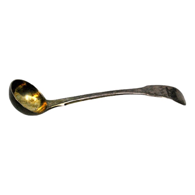 Silver Sugar Spoon with Animal Figure Engraved For Sale