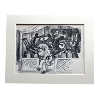 Vintage 1939 Print in 11x14 Mat, Ready to Frame: Waldo Pierce, "Negro Band" For Sale