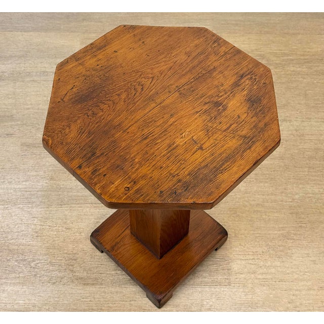 1930s Antique Arts & Crafts Octagonal Plant Stand Pedestal Table For Sale - Image 5 of 7
