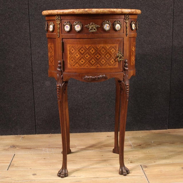 Brown 20th Century French Inlaid Bedside Tables, 1930s, Set of 2 For Sale - Image 8 of 13