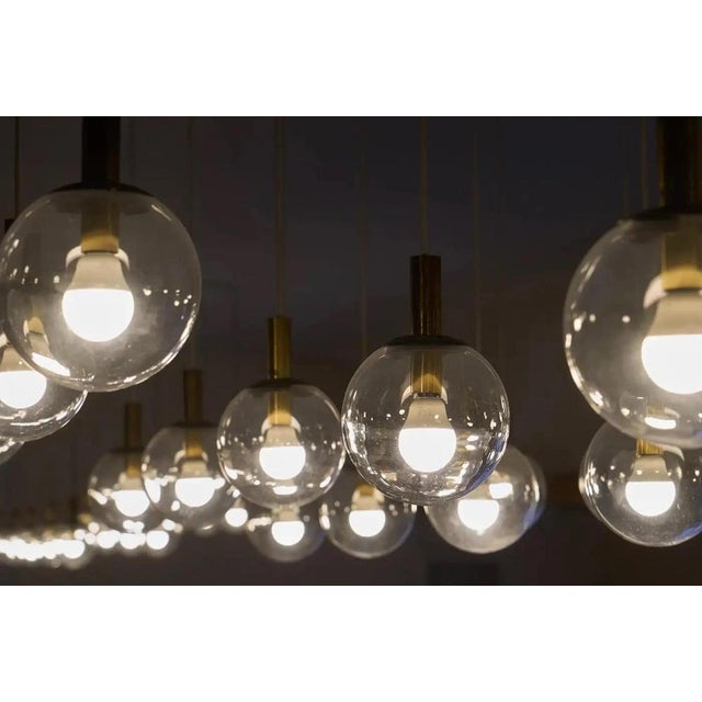 Metal Mid-Century Modern Chandeliers in Metal and Patinated Brass, 1950s, Set of 2 For Sale - Image 7 of 15