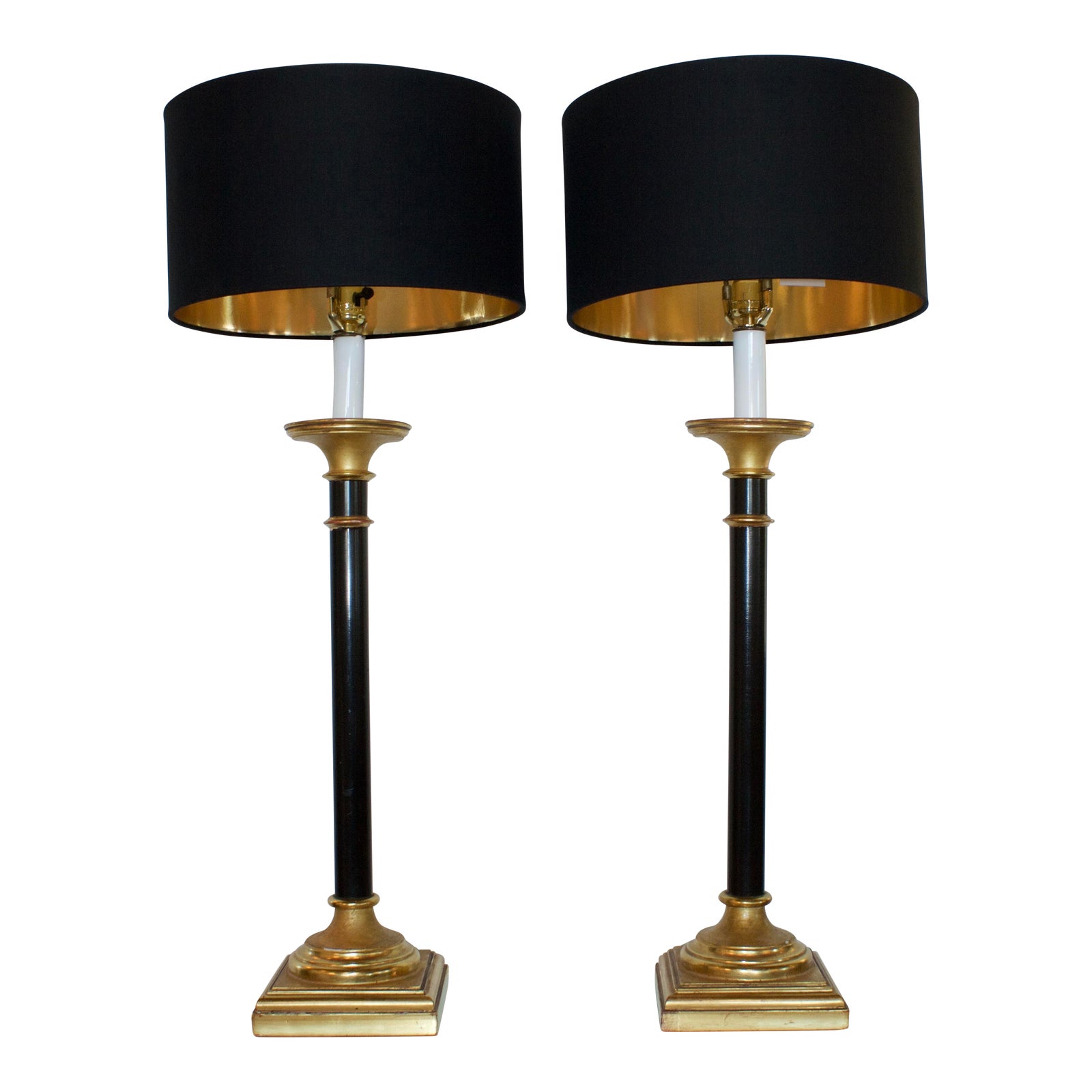 Vintage Curry Black & Gold Buffet Lamps A Pair Chairish