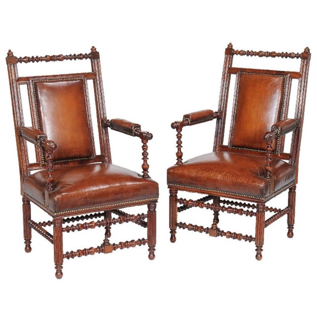 Set of 19th Century Victorian English Gothic Revival Walnut Armchairs For Sale - Image 13 of 13
