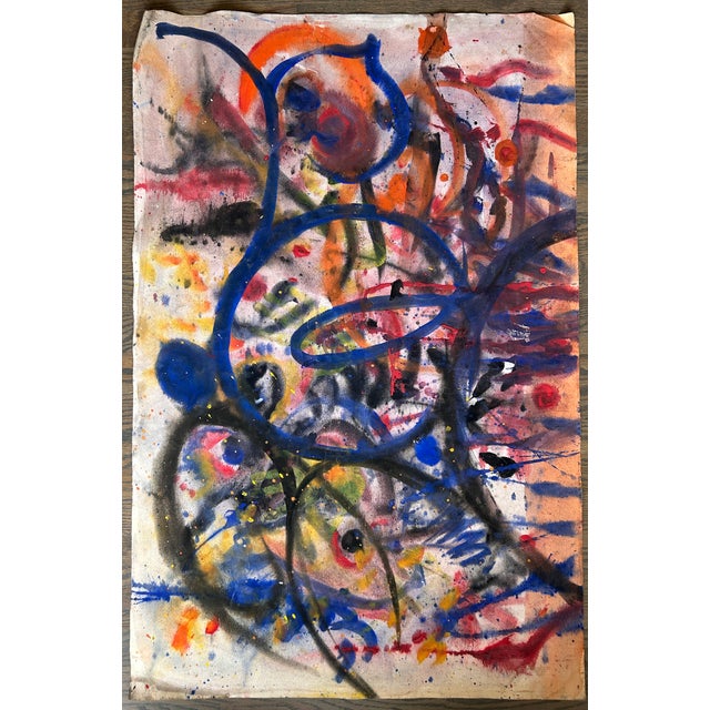 Paint Vintage Surrealist Figurative Mixed Media Painting Signed Hendrik Grise Original For Sale - Image 7 of 7