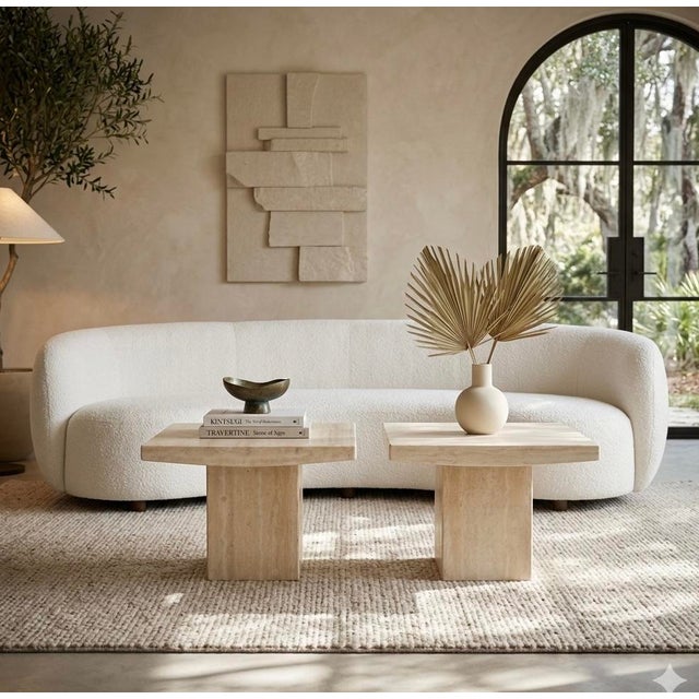 1970s Italian Organic Modern Minimalist Axel Vervoordt Style Travertine Side Tables - Pair For Sale In Atlanta - Image 6 of 8