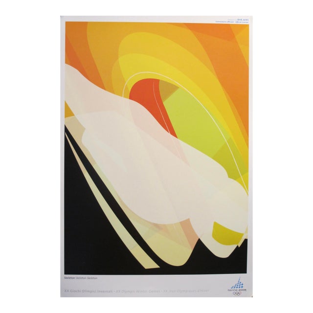 2006 Original Vintage Torino Winter Olympics Poster, Skeleton For Sale