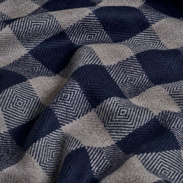 Schumacher Sample - Schumacher Galt Wool Check Fabric In Indigo For Sale - Image 4 of 5