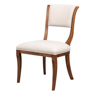 Klismos Dining Chairs in Antiqued Walnut and Cream, Sets of 2 For Sale