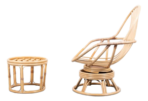 Set of Vintage Bamboo Lounge Chair & Ottoman
