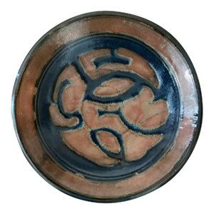 Mid Century Studio Pottery Abstract Design Stoneware Glazed Shallow Bowl/Platter