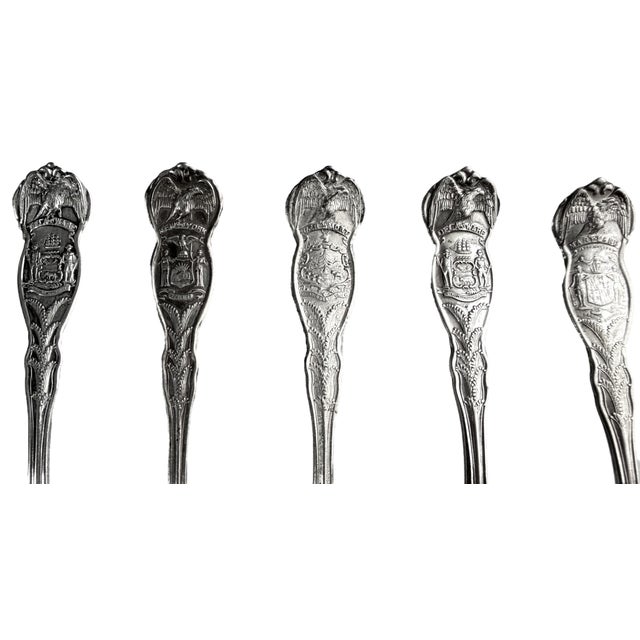 Early 20th Century Silverplate Us State Seal Souvenir Spoons - Set of 14 For Sale - Image 4 of 6