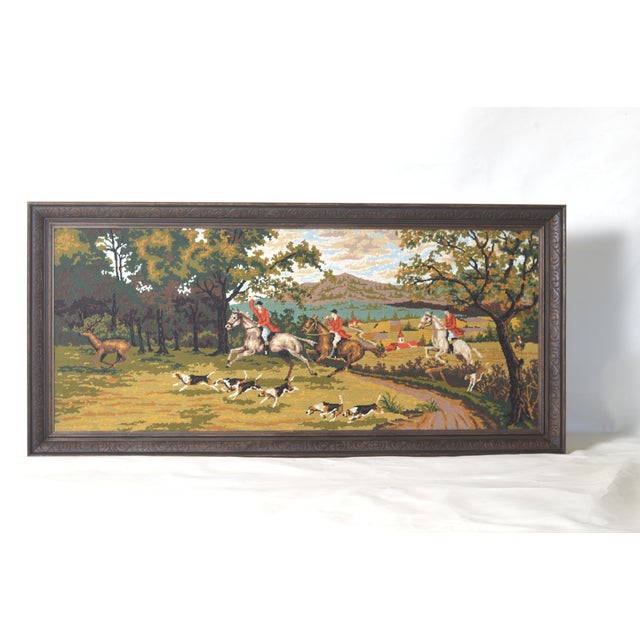 Vintage Hunting Scene Tapestry, 1940 For Sale - Image 11 of 11