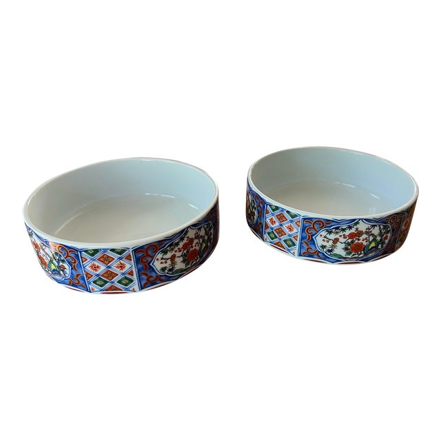 1970s Stackable Asian Chinoiserie Snack Soup Bowls- Set of 2 For Sale