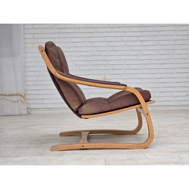 Swedish Leather and Bentwood Lounge Chair by Åke Fribytter, 1970s For Sale - Image 12 of 18