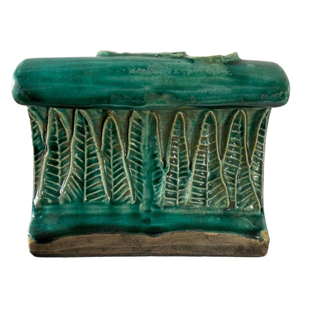 Old Chinoiserie Celadon Headrest /Pillow With Water Lilies For Sale - Image 9 of 12