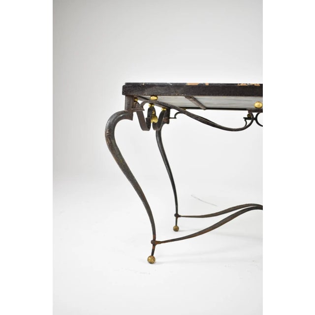 Metal French Brass & Marble Coffee Table Attributed to René Drouet, Circa 1945 For Sale - Image 7 of 13