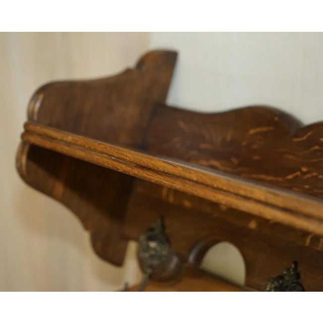 Wood Antique Dutch Oak Cherub Wall Rack with Royal Hooks For Sale - Image 7 of 12