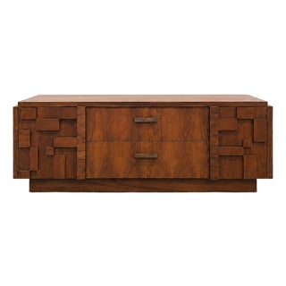 Mid 20th Century Lane Staccato Brutalist Credenza - Attributed For Sale
