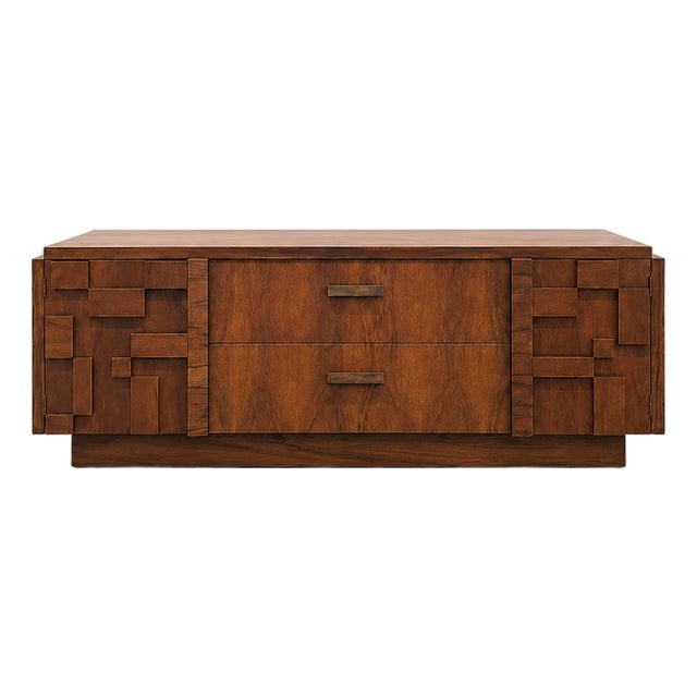 Mid 20th Century Lane Staccato Brutalist Credenza - Attributed For Sale